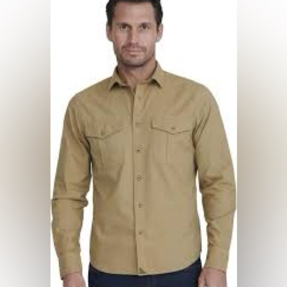 UNTUCKit NWT Coteaux Wrinkle-Free Button Down Shirt Long Sleeve Beige Tan Medium - Picture 1 of 4